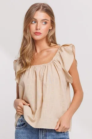 Petal Sleeve Linen Top