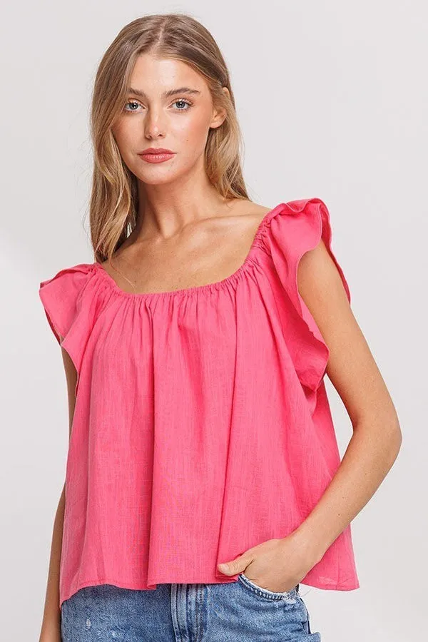 Petal Sleeve Linen Top