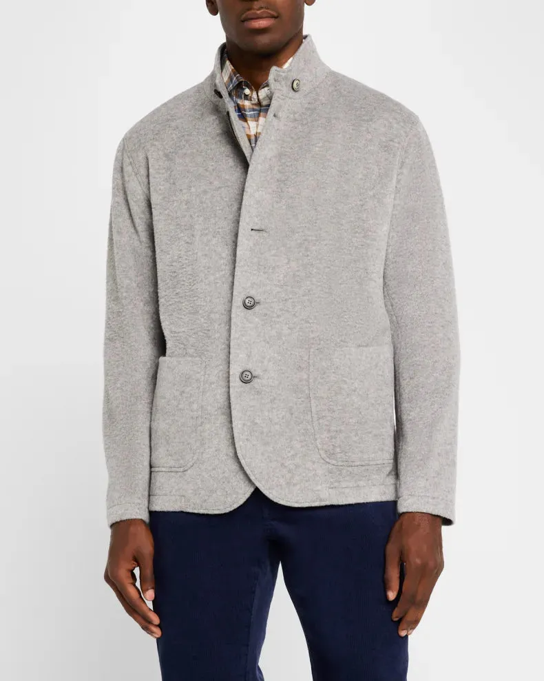 Peter Millar Mens Classic Fit Crown Flex Fleece Zip Blazer - BRITISH GREY