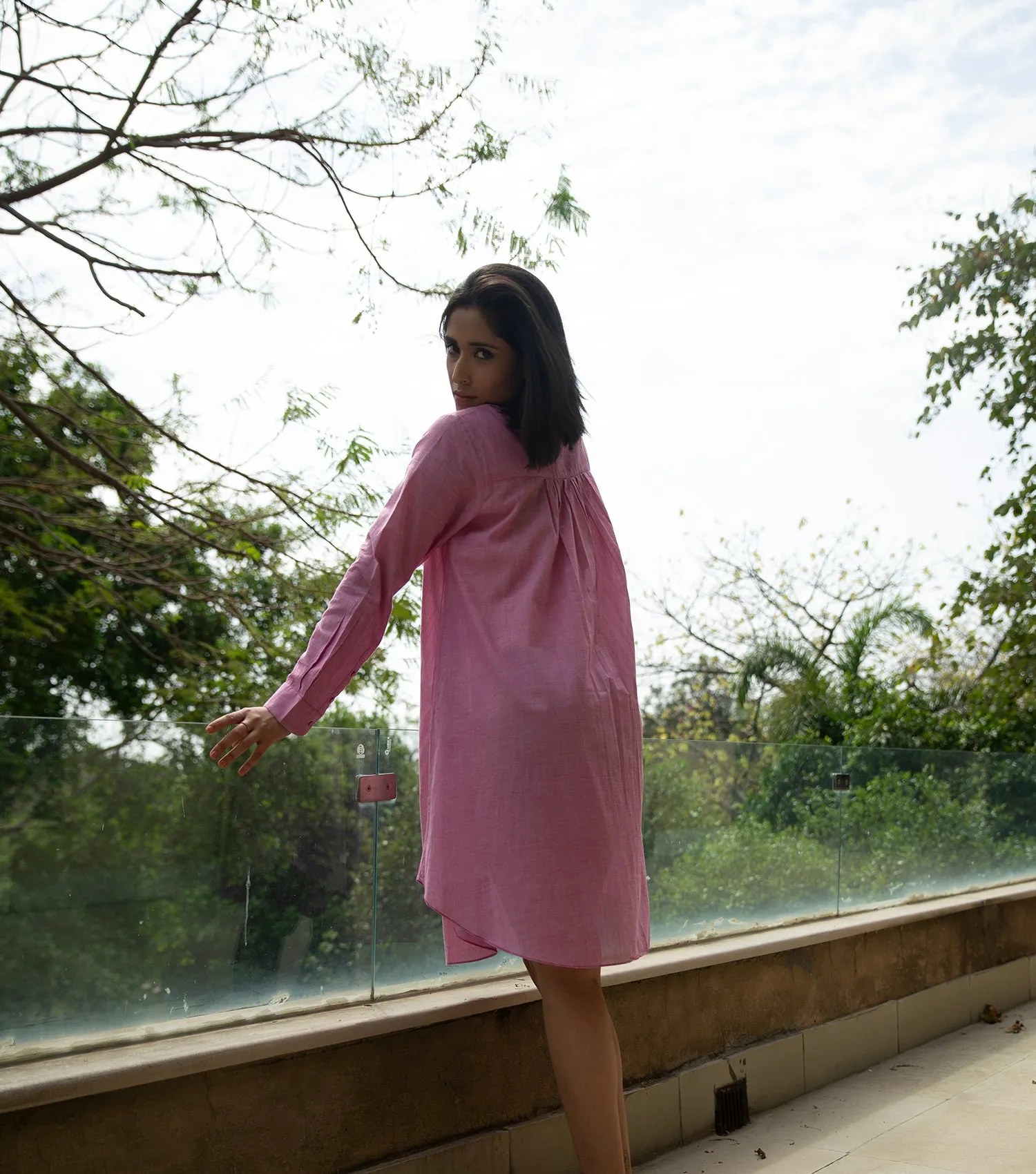 Pink embroidered cotton Tunic