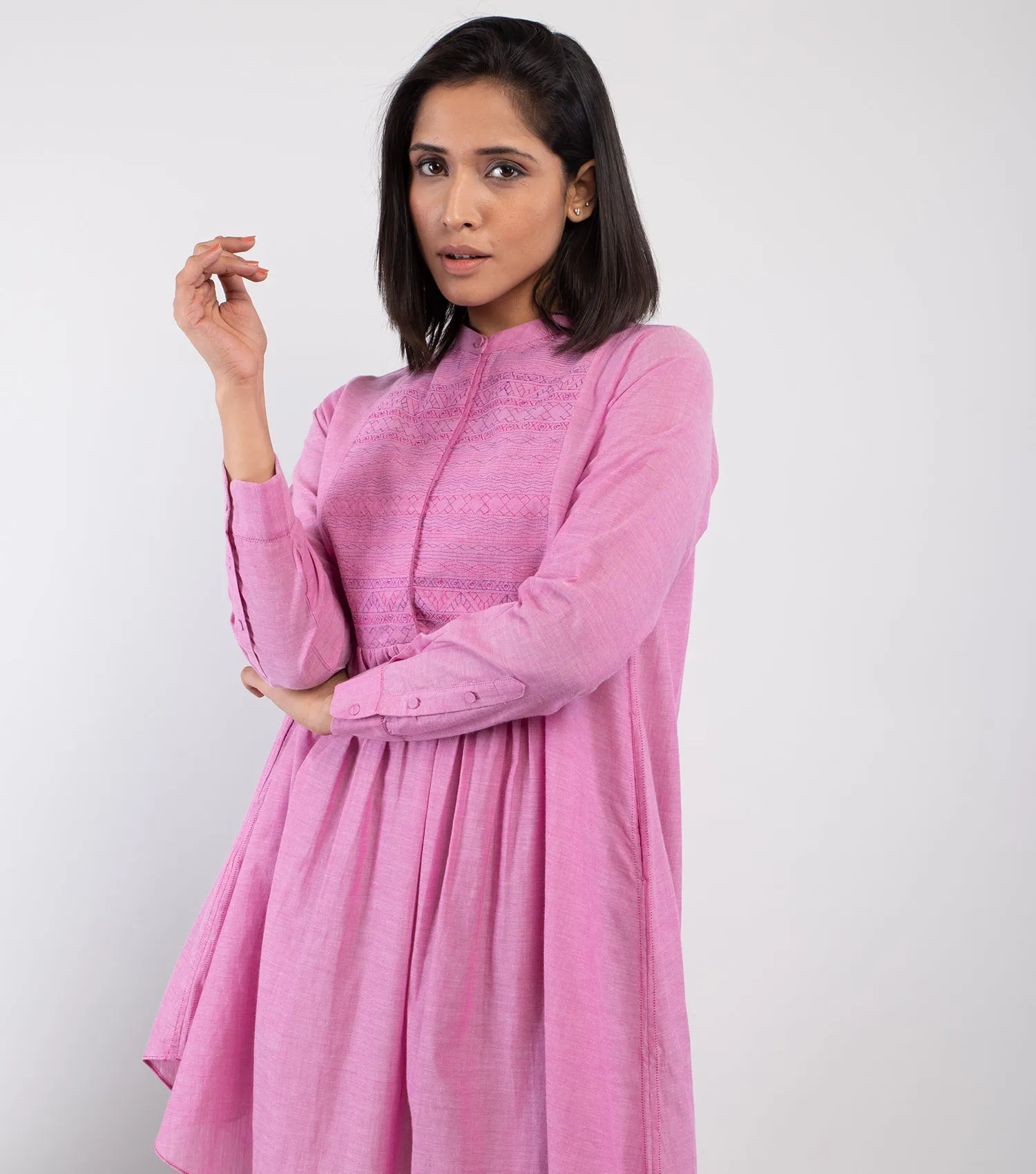 Pink embroidered cotton Tunic