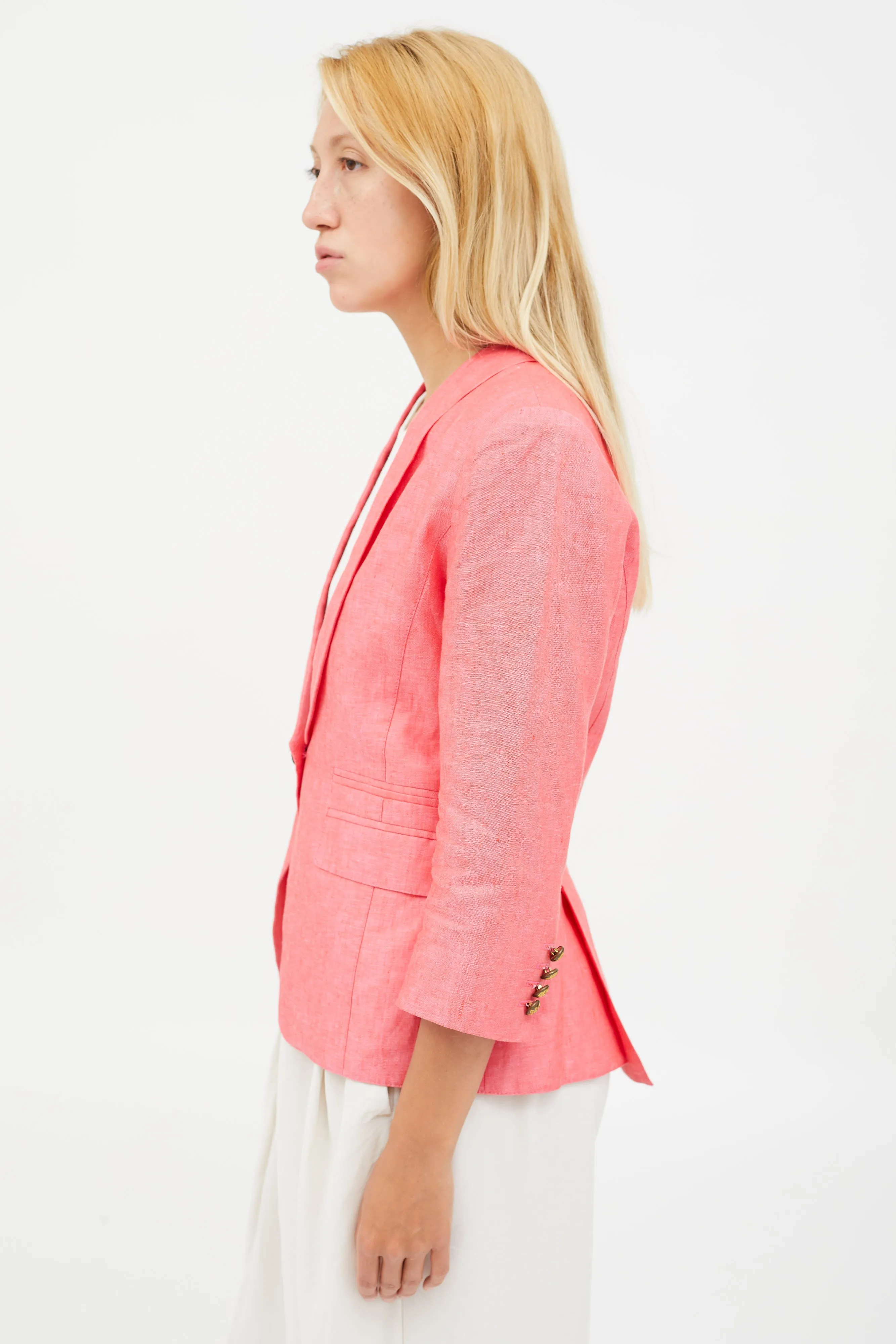 Pink Linen Blazer