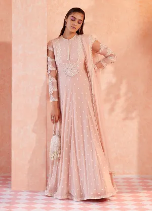 Pink Zara Anarkali With Dupatta