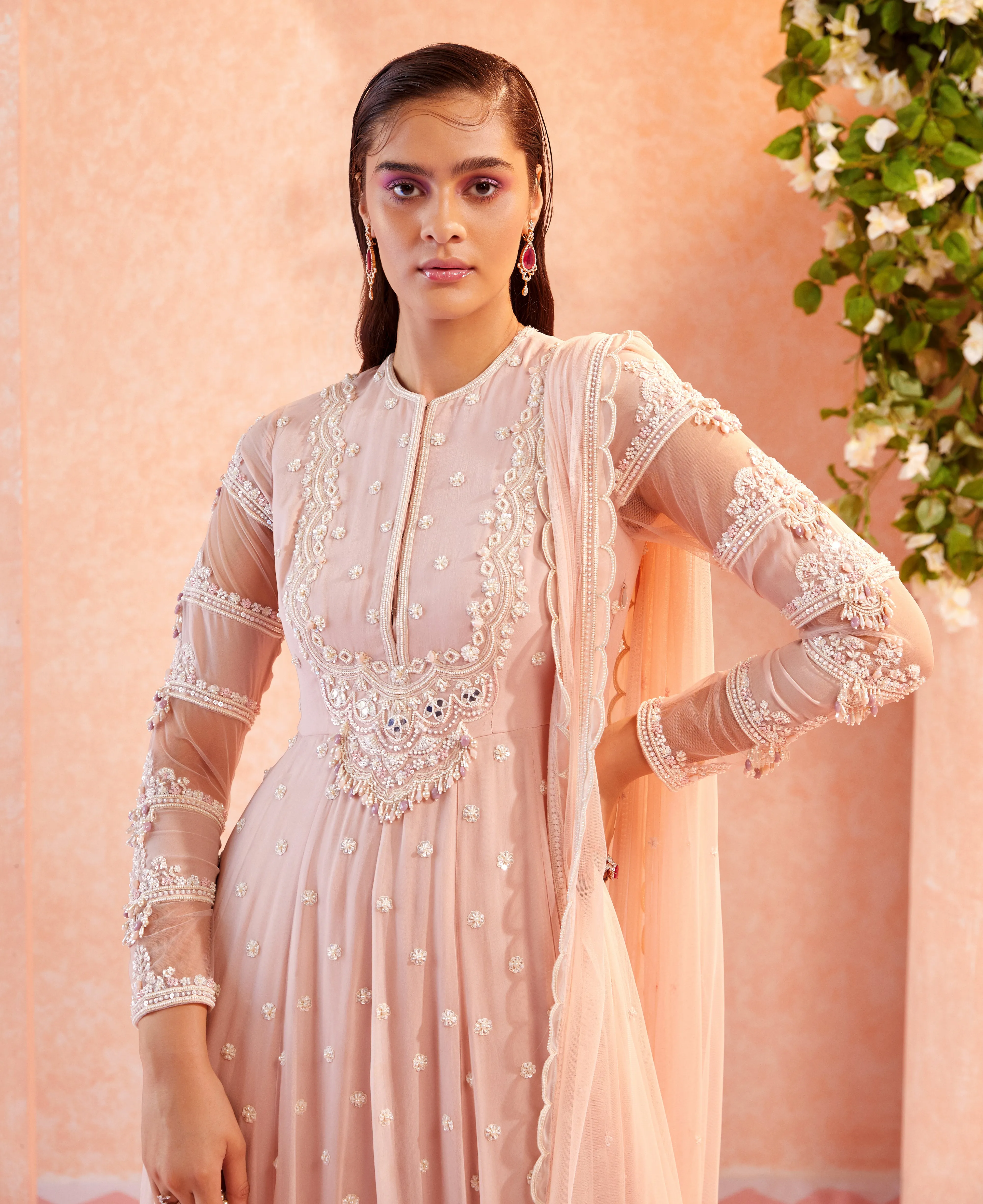 Pink Zara Anarkali With Dupatta