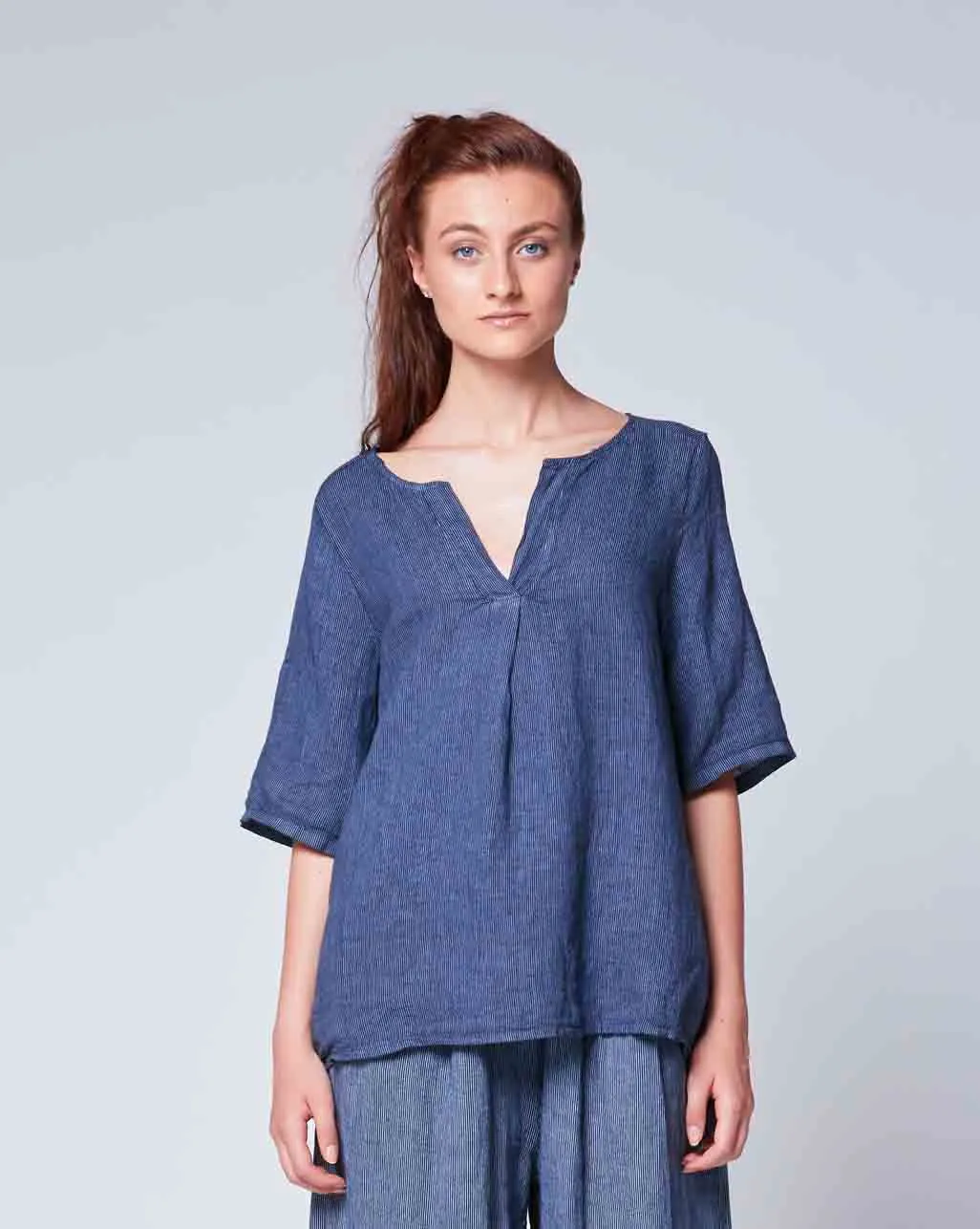 Pinstripe Popover Tunic