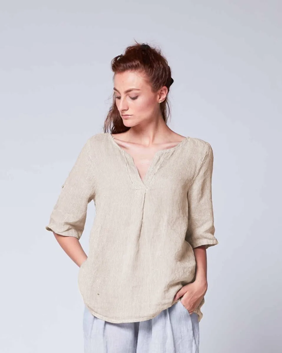 Pinstripe Popover Tunic
