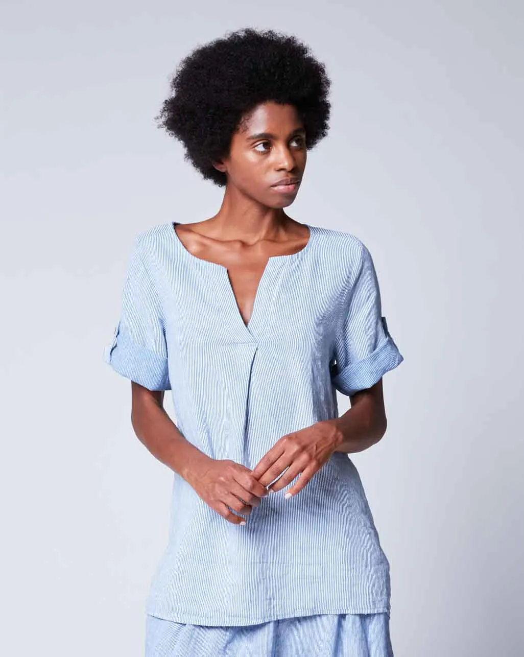 Pinstripe Popover Tunic