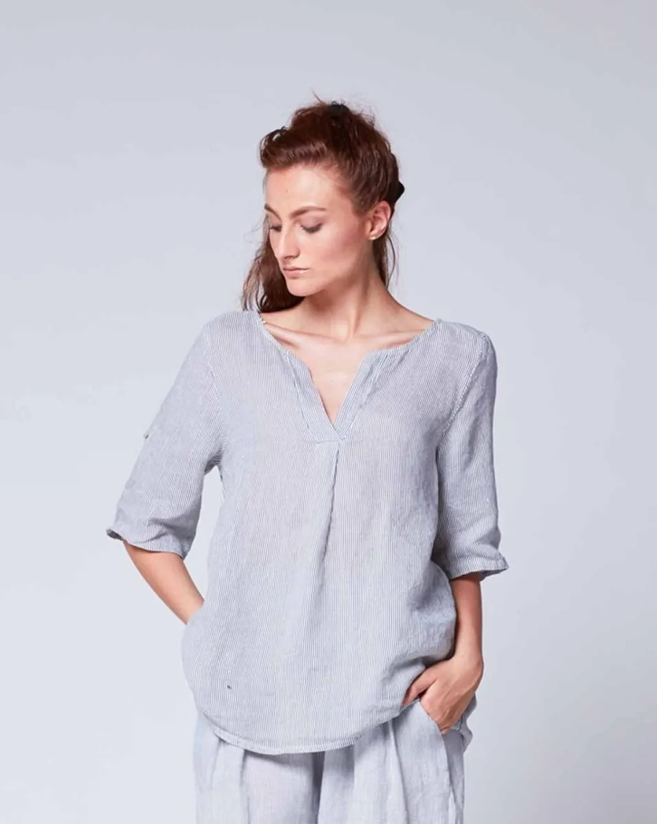 Pinstripe Popover Tunic
