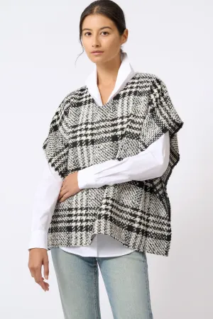 Plaid Poncho - Black/White