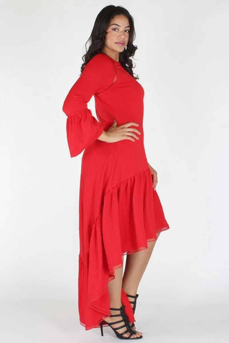 Plus Size Bell Sleeve Long Sleeve Hi Lo Dress [PRE-ORDER 25% OFF]
