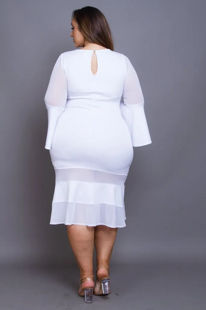 Plus Size Bell Sleeve Midi Dress [SALE]