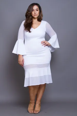 Plus Size Bell Sleeve Midi Dress [SALE]