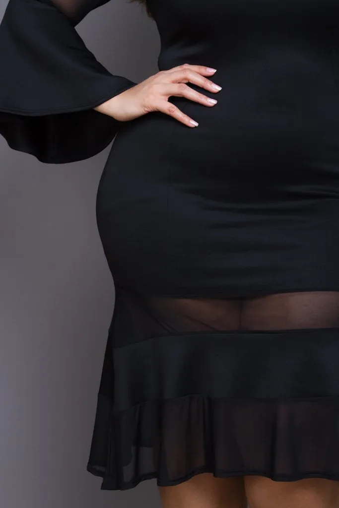 Plus Size Bell Sleeve Midi Dress [SALE]