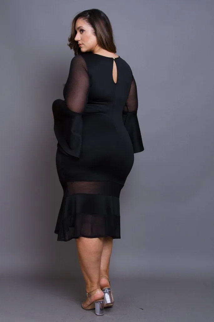 Plus Size Bell Sleeve Midi Dress [SALE]