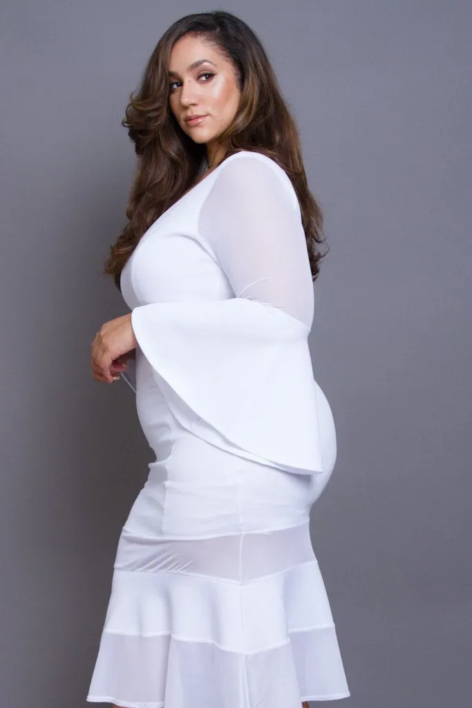 Plus Size Bell Sleeve Midi Dress [SALE]