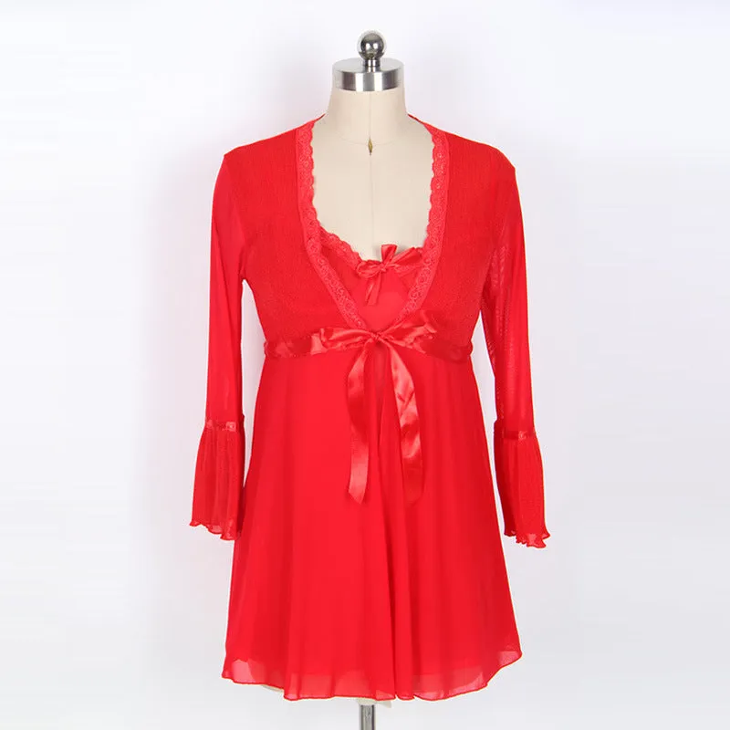 Plus Size Open Robe & Mini Dress