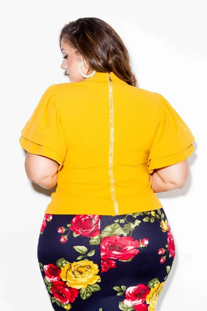 Plus Size Tiered Bell Sleeved Blouse