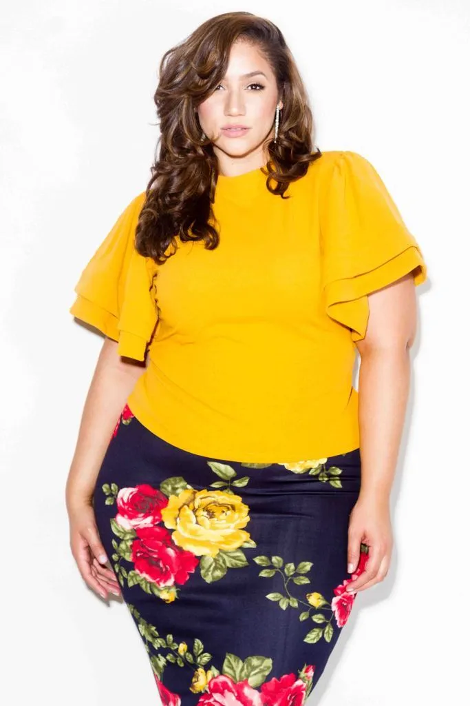 Plus Size Tiered Bell Sleeved Blouse