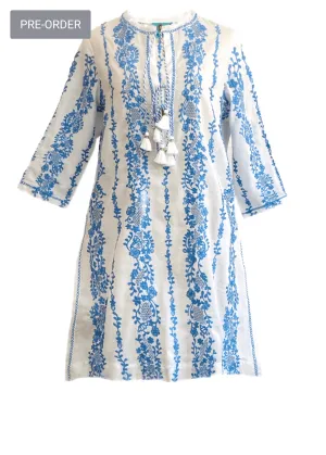 Pre-Order Consuelo White Tunic, Blue