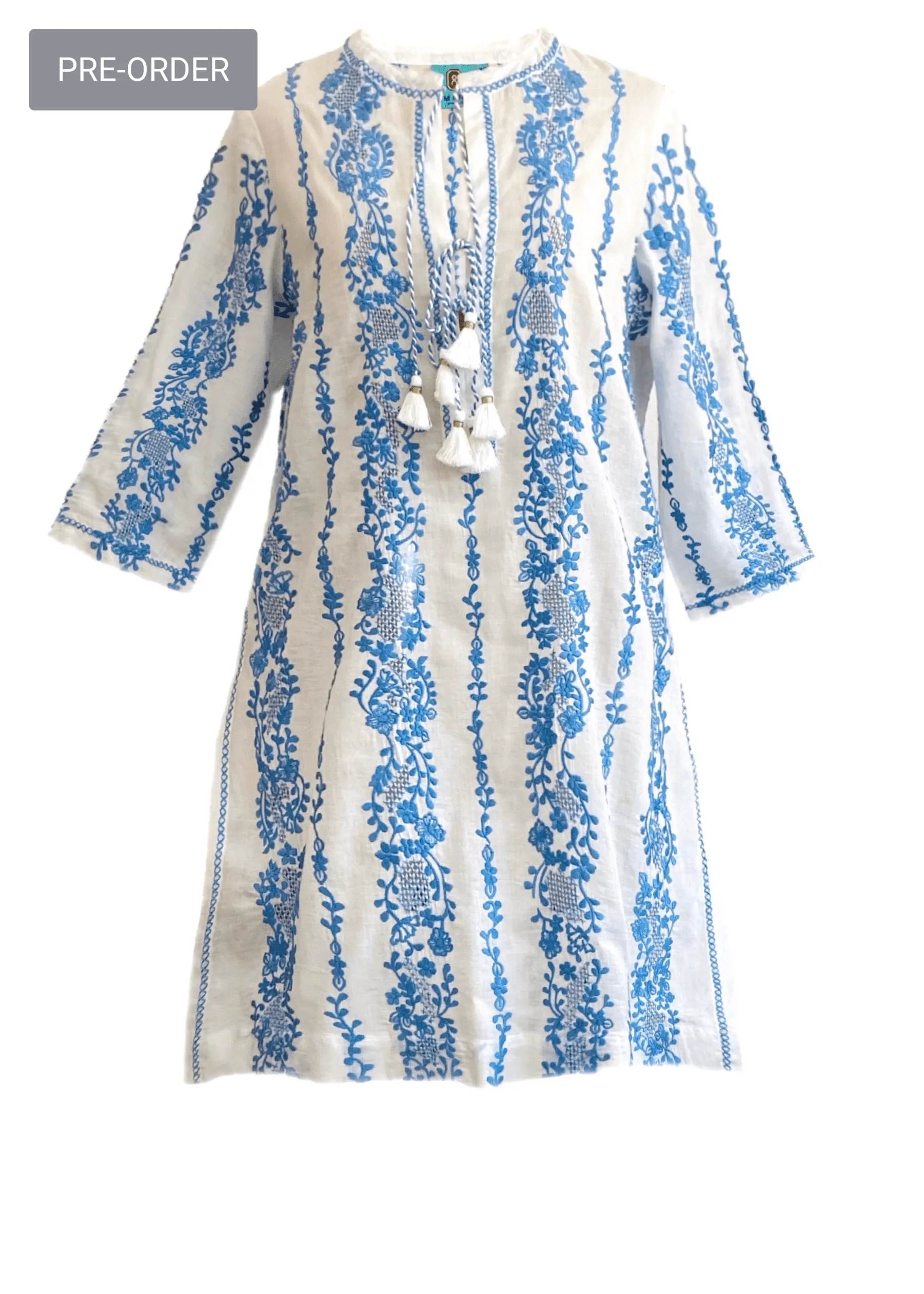 Pre-Order Consuelo White Tunic, Blue
