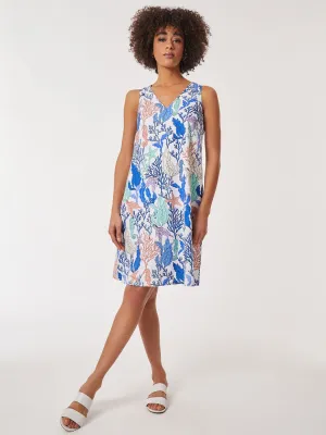 Printed Linen Trapeze Dress
