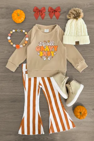 "It's All Gravy Baby" Striped Denim Bell Bottom Set