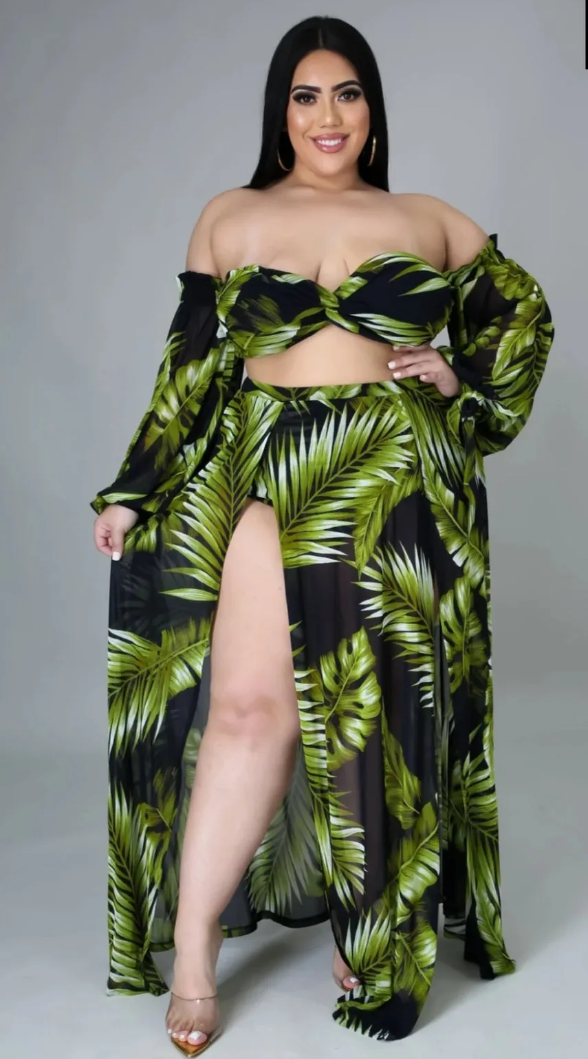 "Tropical Escape" 3-Piece Set (Reg& Plus Size)