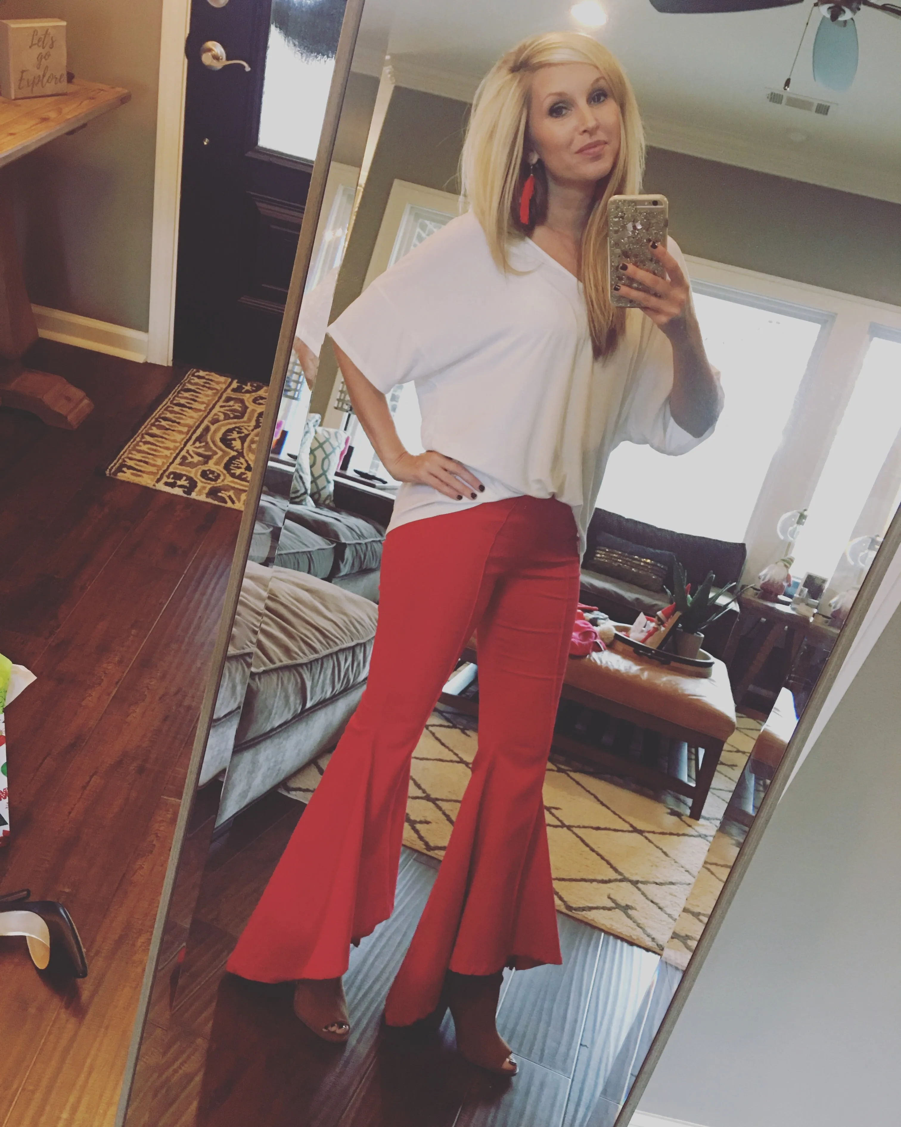 Red High Low Flares