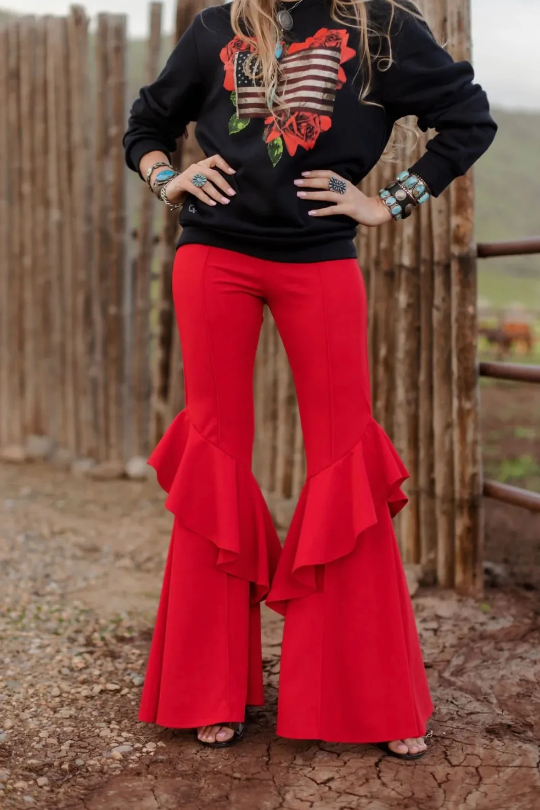 Red Senorita Bell Bottoms