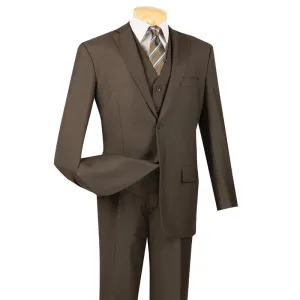 Regular Fit 3 Piece Suit 2 Button (Brown) V2TR