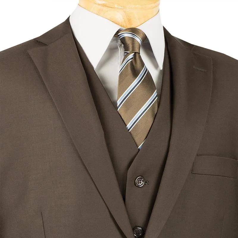 Regular Fit 3 Piece Suit 2 Button (Brown) V2TR