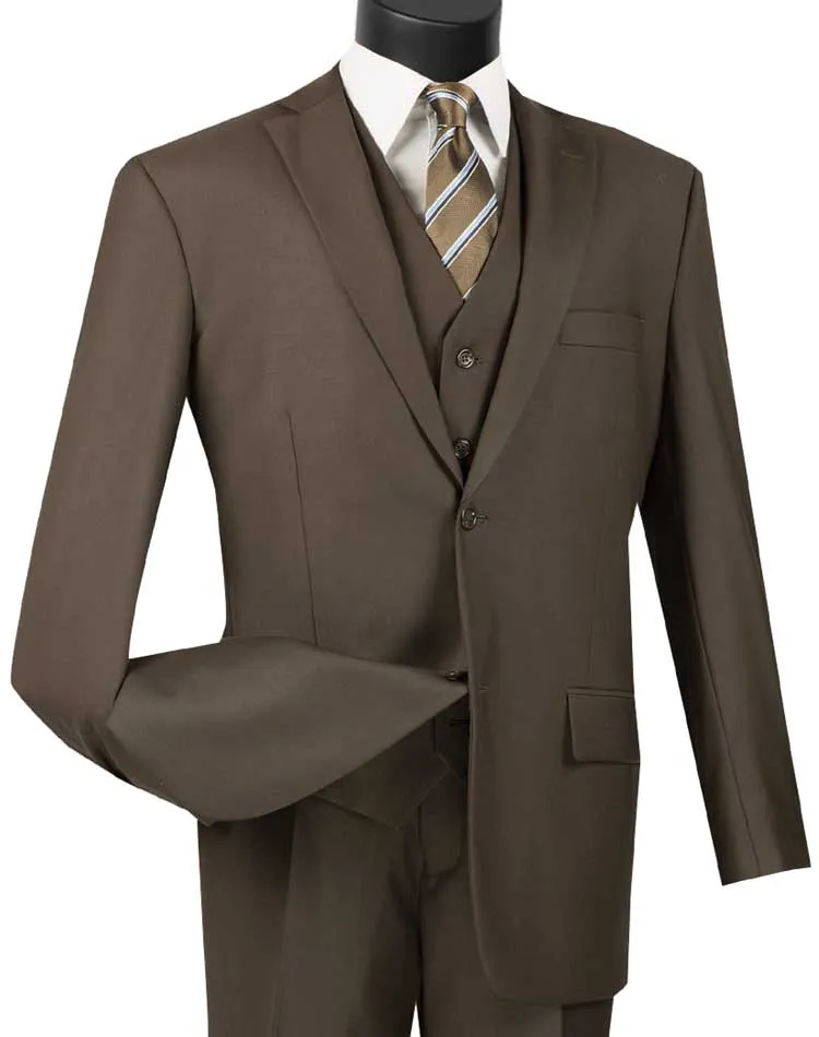 Regular Fit 3 Piece Suit 2 Button (Brown) V2TR