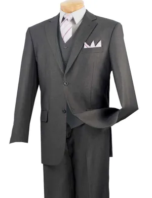 Regular Fit 3 Piece Suit 2 Button (Heather Gray) V2TR