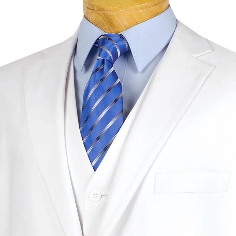 Regular Fit 3 Piece Suit 2 Button (White) V2TR