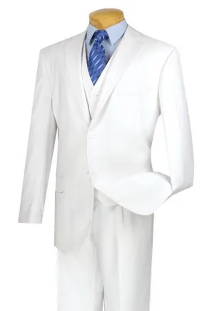 Regular Fit 3 Piece Suit 2 Button (White) V2TR