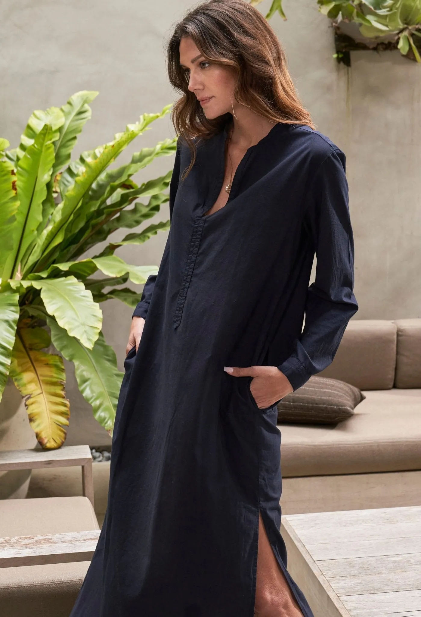 re:hOMe - UPCYCLED - Navy Classic Cotton Tunic with Pockets