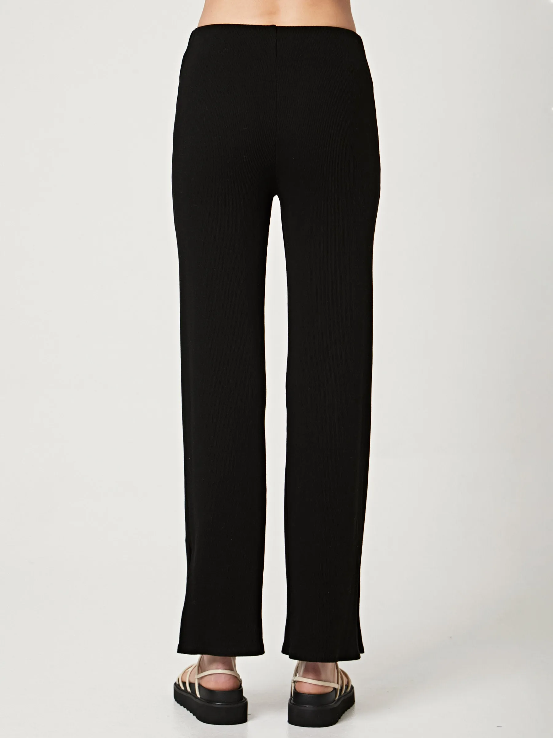 Ribbed High Waisted Slit Pant