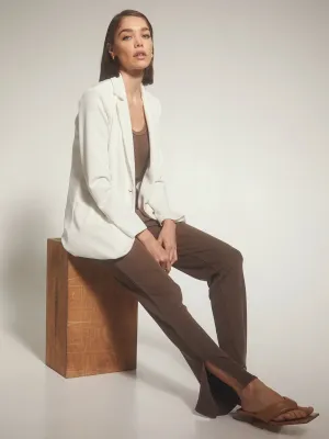 Ribbed High Waisted Slit Pant