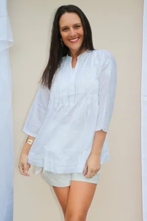 Rosa - White Cotton Top