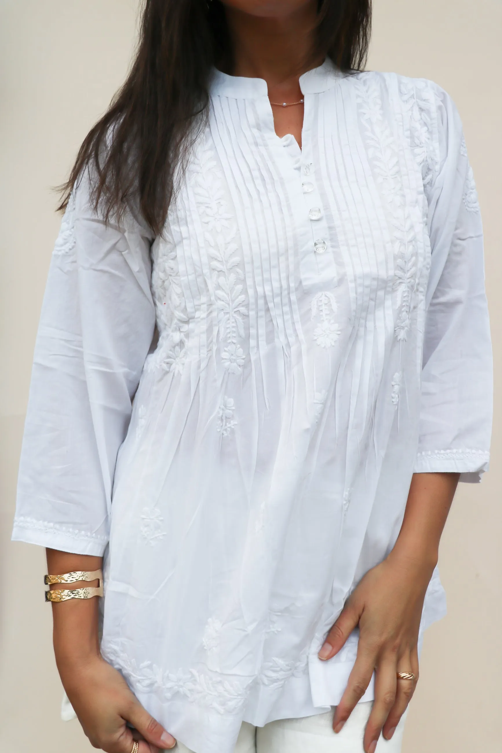 Rosa - White Cotton Top