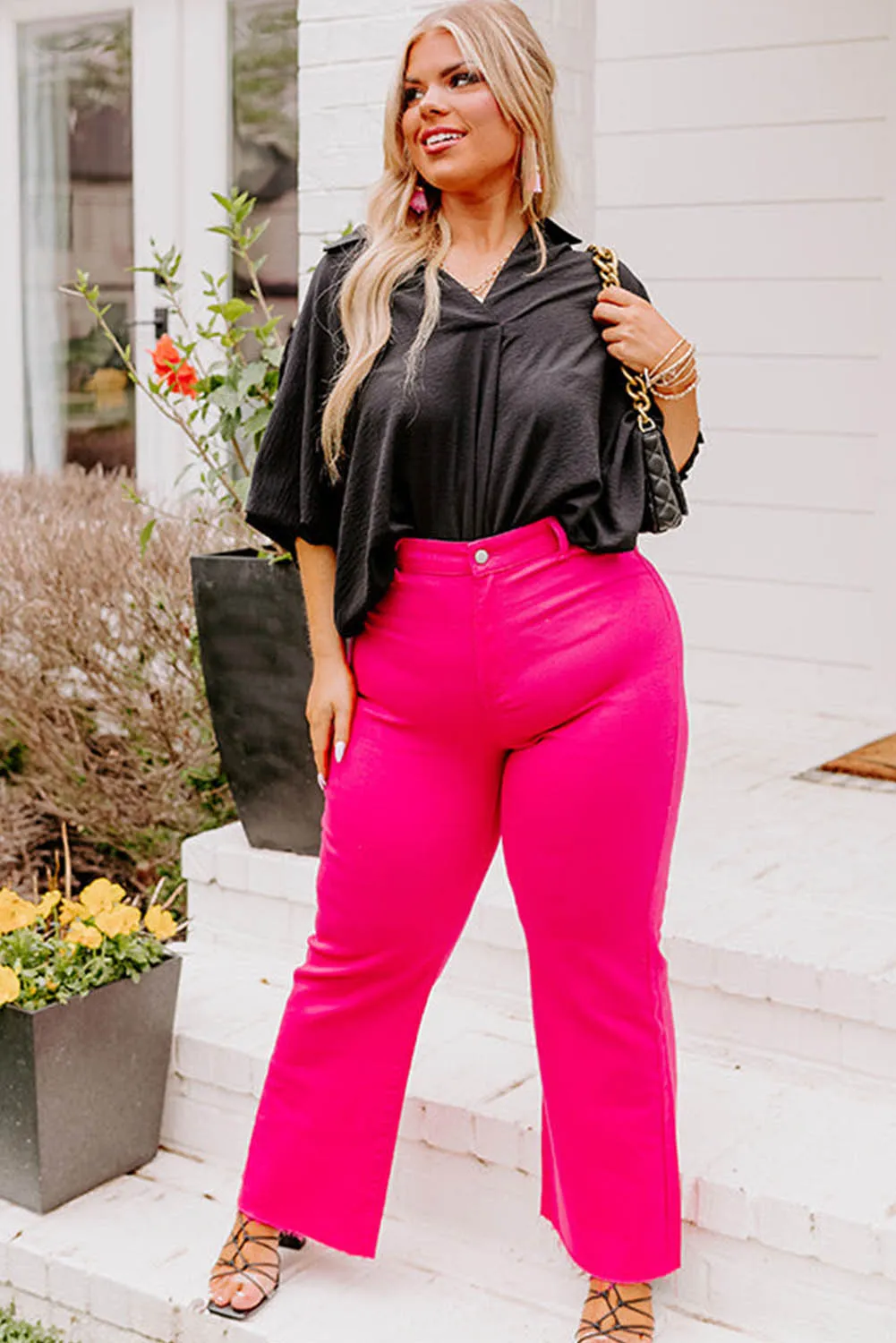 Rose Plus Size Wide Leg Denim Pants