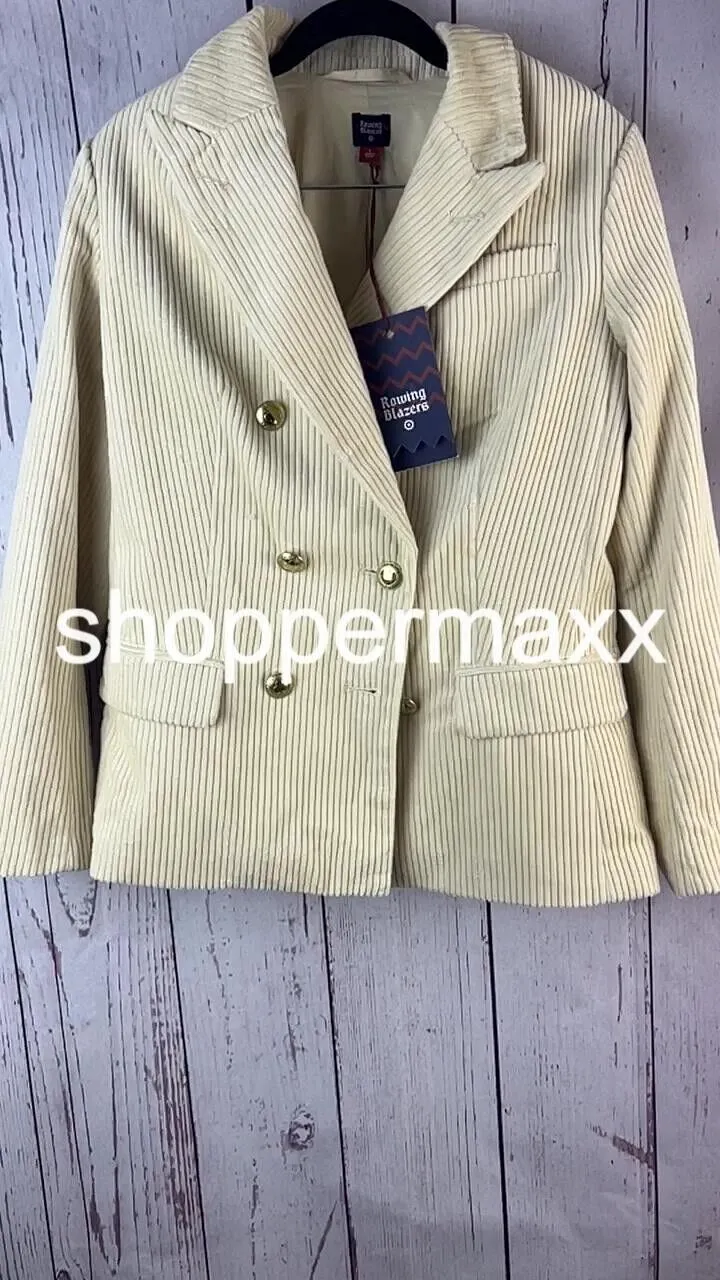ROWING BLAZERS X TARGET WOMEN'S CORDUROY DOUBLE BREASTED BLAZER - Cream, Size-S