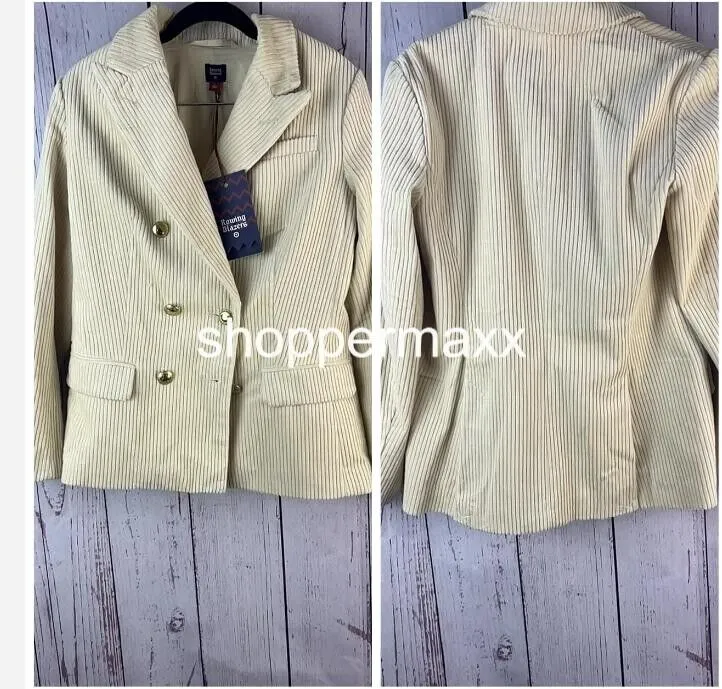 ROWING BLAZERS X TARGET WOMEN'S CORDUROY DOUBLE BREASTED BLAZER - Cream, Size-S