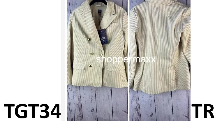 ROWING BLAZERS X TARGET WOMEN'S CORDUROY DOUBLE BREASTED BLAZER - Cream, Size-S