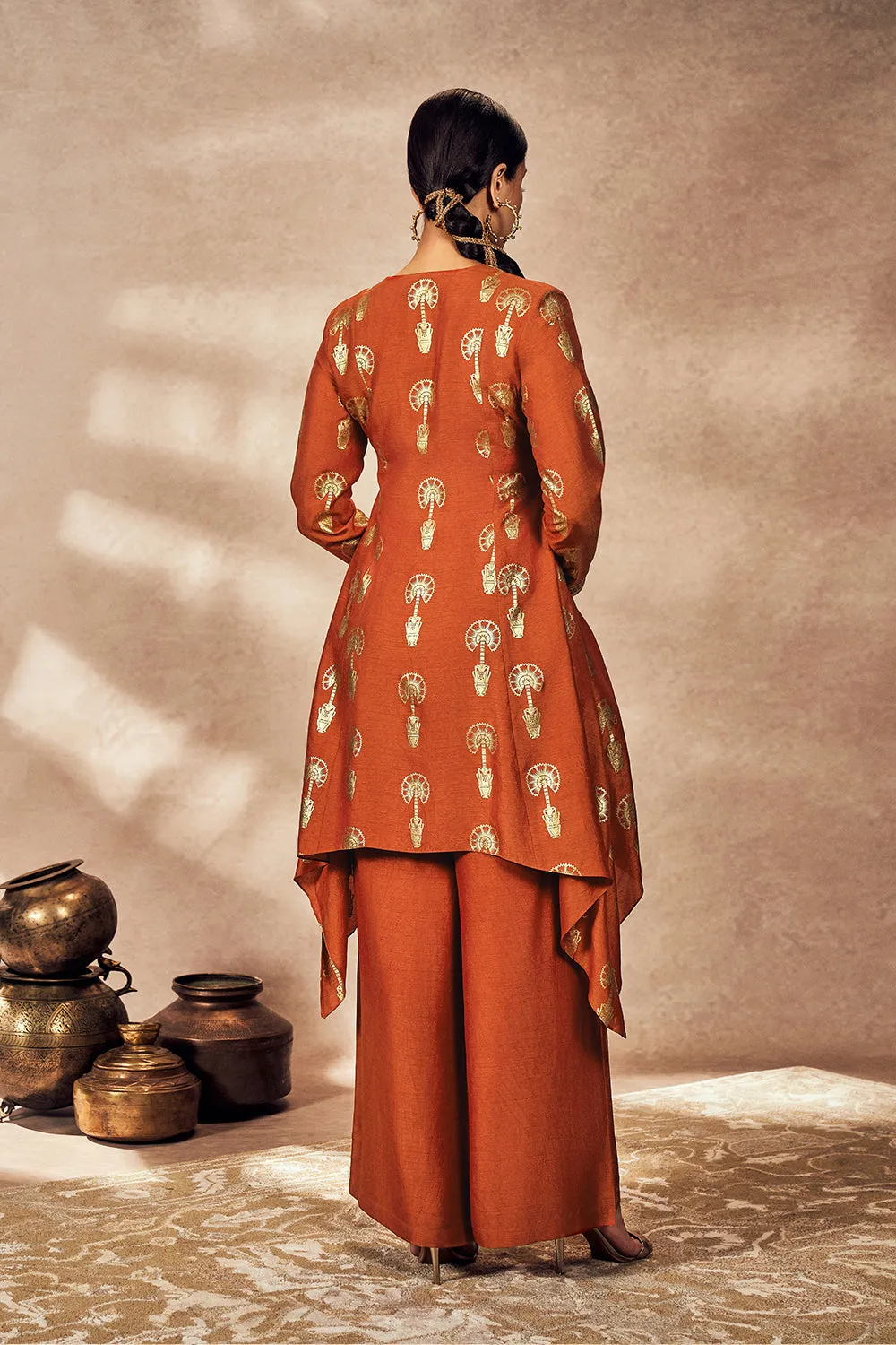 Rust Traveler'S Palm Tunic Set