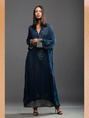 Sanskar by Sonam Dubal - Blue Georgette Garden Embroidery Long Tunic