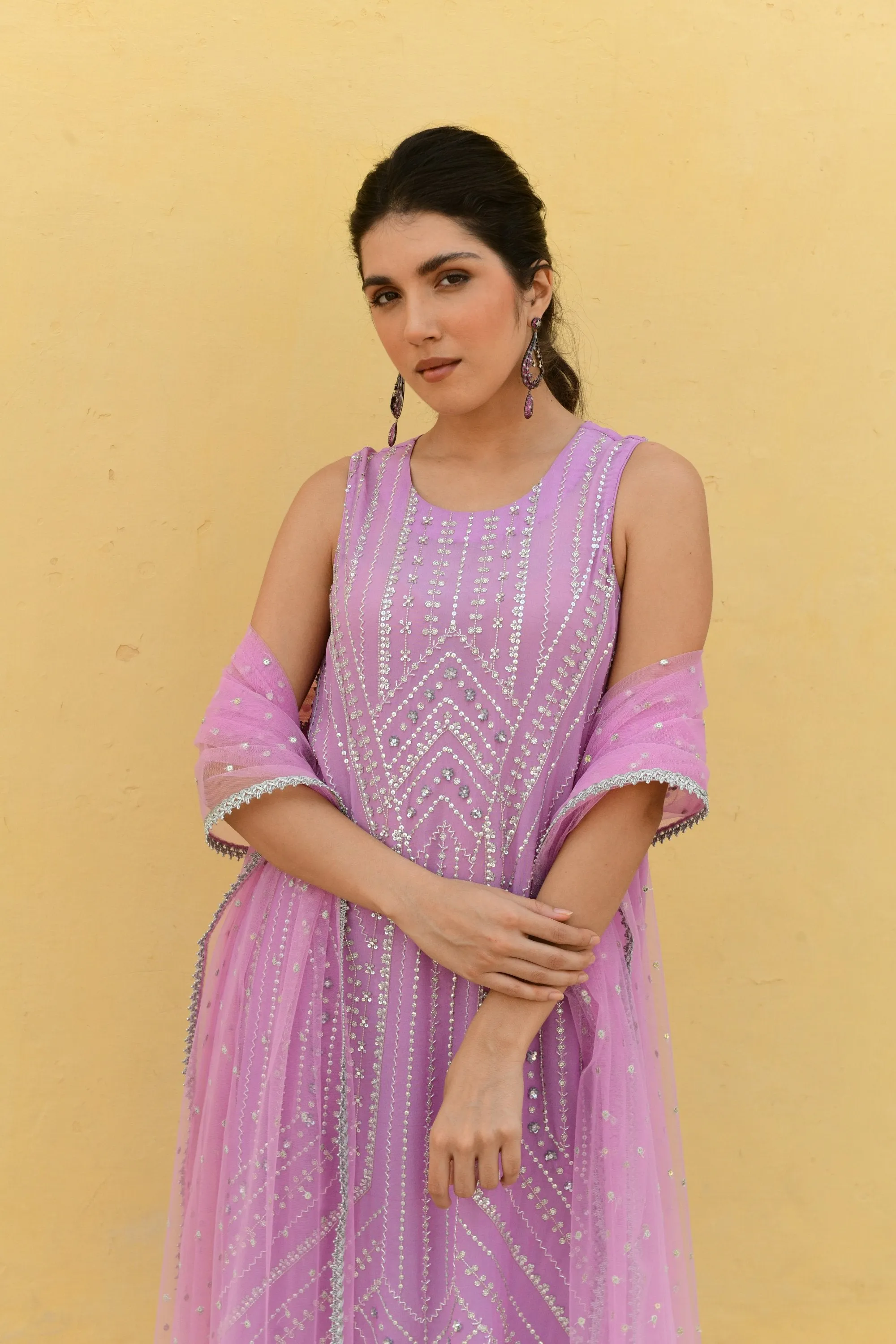 Saya lavender embroidered kurta set