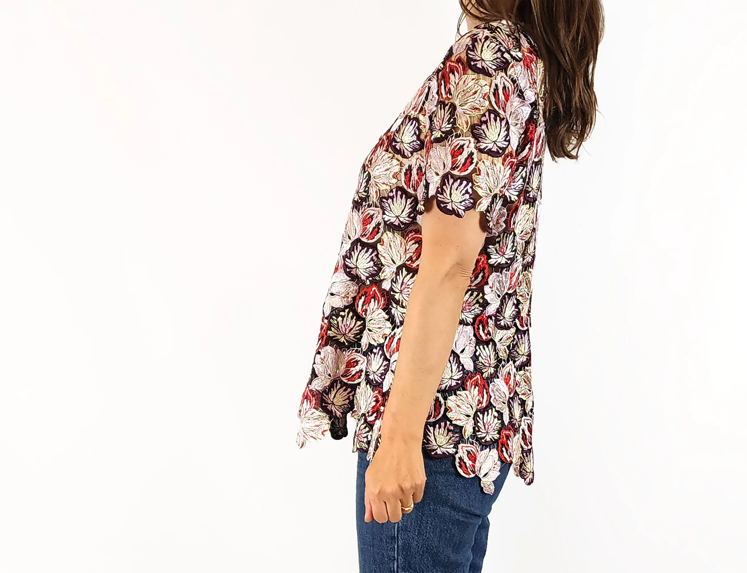 Scanlan and Theodore embroidered floral top size 8