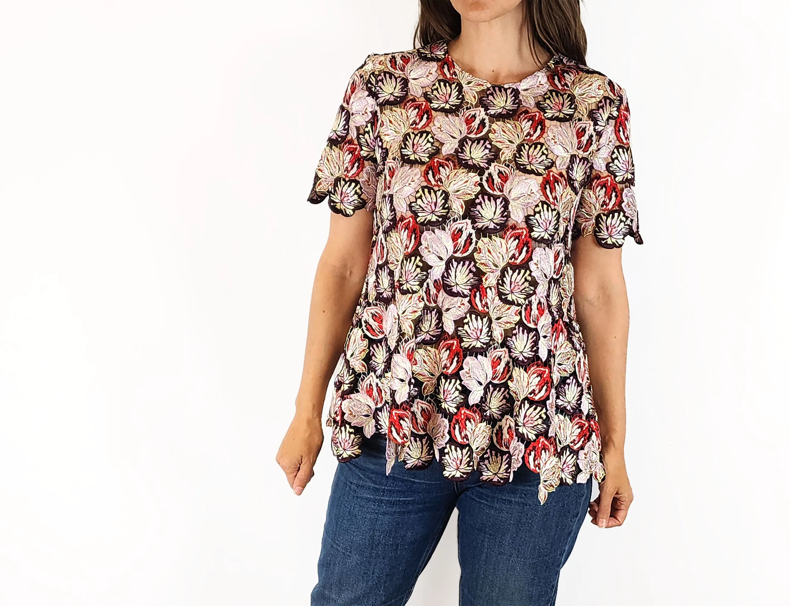 Scanlan and Theodore embroidered floral top size 8