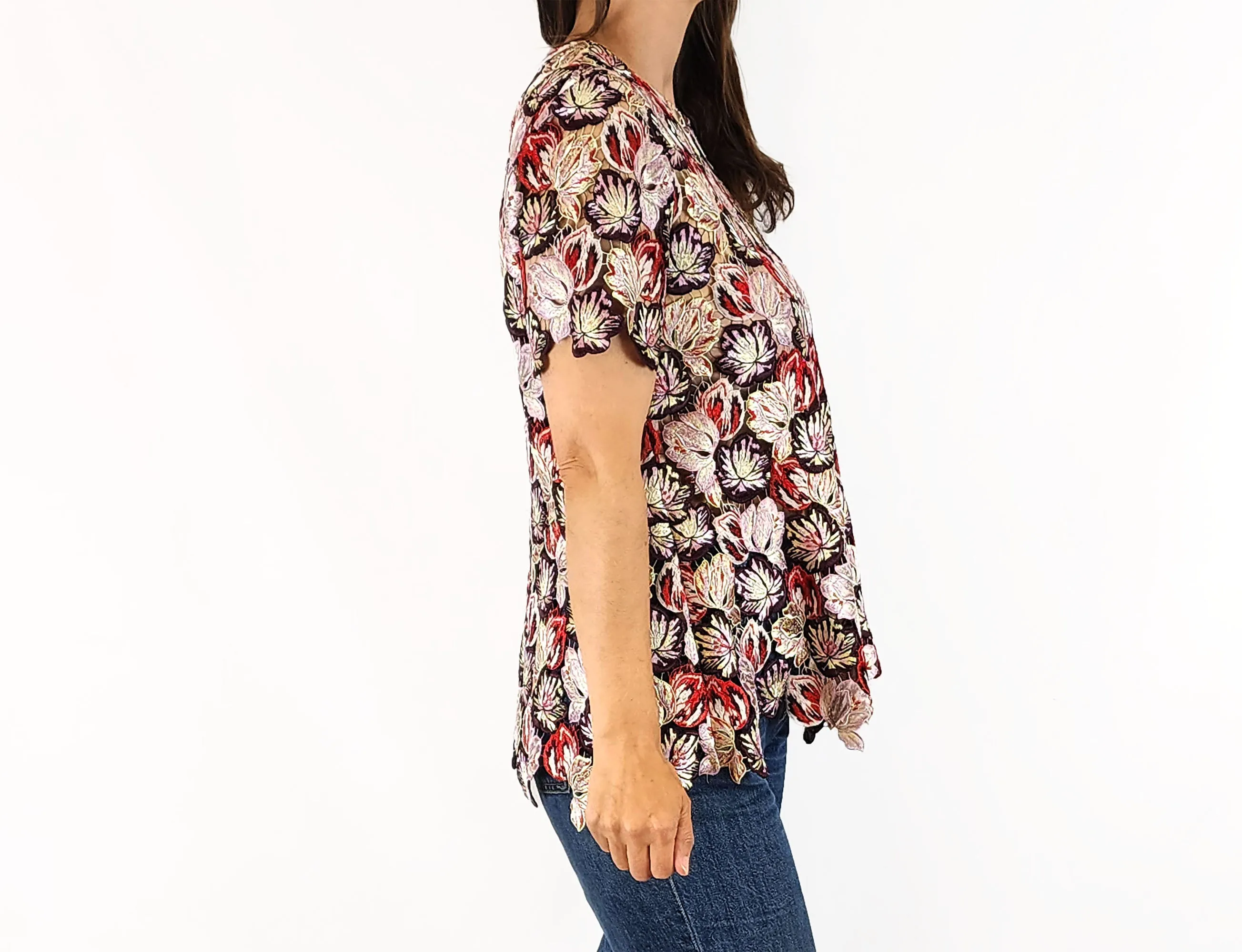 Scanlan and Theodore embroidered floral top size 8